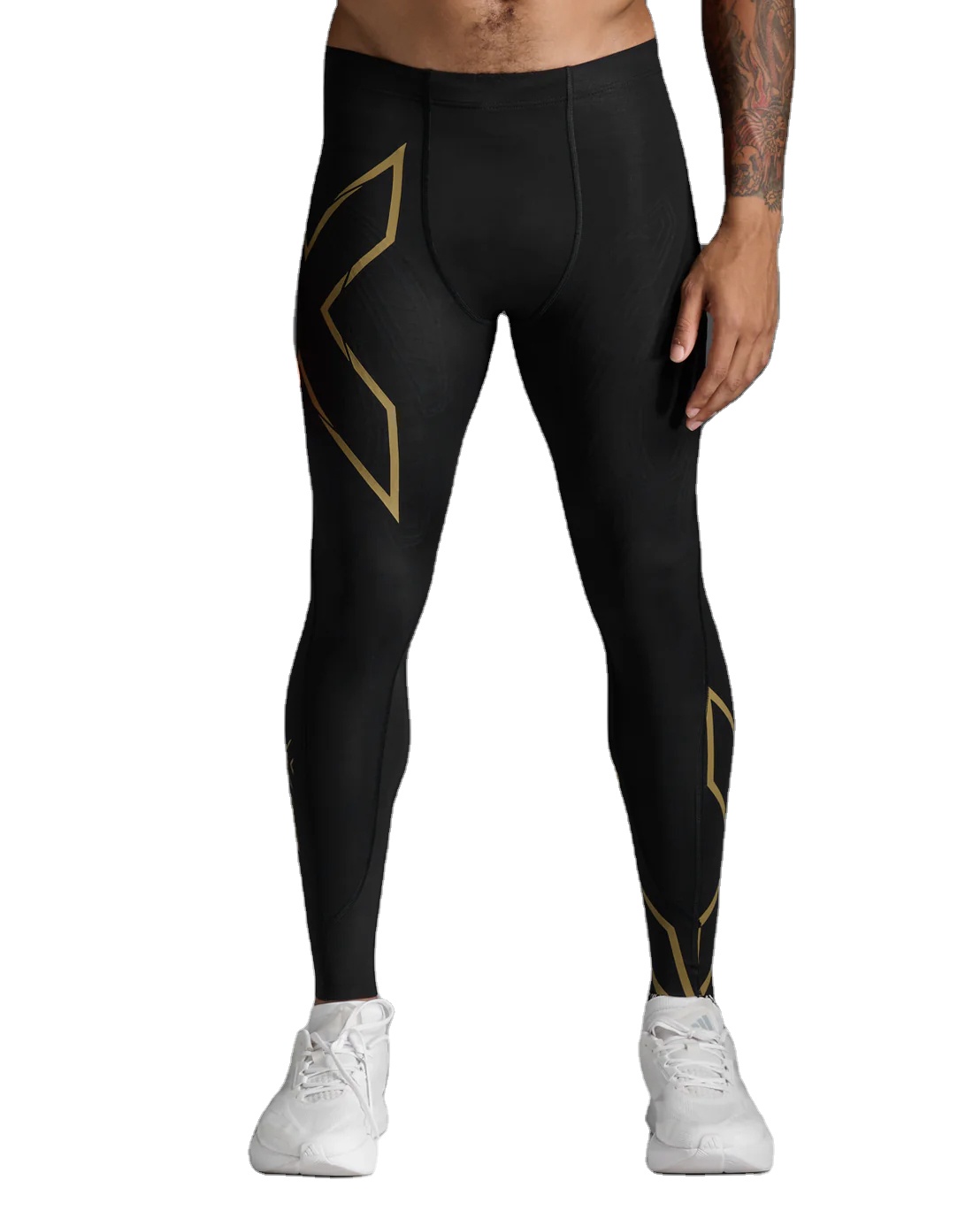 High Waist Plaid Pattern Full Length Gym Fitness Sports Running Tights Leggings Men Compression Elastic Breathable Yoga