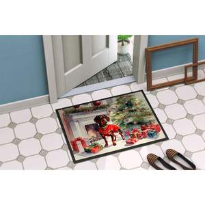 Felpudo de Navidad acogedor Dachshund antideslizante lavable de pila baja 24H X 36W para entrada interior y exterior para puerta Delantera - Product Image 4