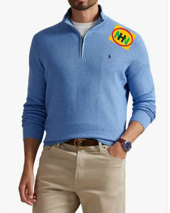 Suéter de punto de lana para hombre, de alta calidad, estilo casual, con media cremallera, cuello almohada, color liso, teñido, nuevo estilo, para invierno - Product Image 6