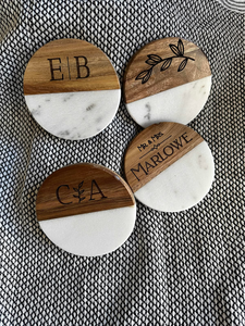 Ensemble de sous-verres en bois et marbre de luxe, faits à la main, porte-gobelets de table, accessoires de décoration pour la maison, collection premium - Product Image 6