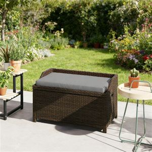 Sgabello da esterno grigio con piattaforma e panche da patio - Product Image 1