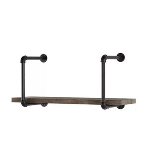 Industrial Wood Wall <b>Shelf</b> 100x60cm Single Tier Cast Iron Bracket Mounted Storage Rack for Living Room wall <b>shelf</b> - Product Image 1