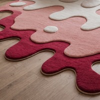 Tapis moderne abstrait tufté à la main 100 % laine, design unique effet éclaboussures, tapis de luxe pour salon, anti-bactérien et résistant aux taches