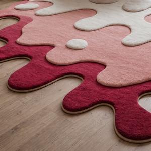 Alfombra Moderna Abstracta de Lana Tejida a Mano con Diseño Único, Alfombra de Lujo para Sala de Estar, Antibacteriana y Resistente a las Manchas - Product Image 3