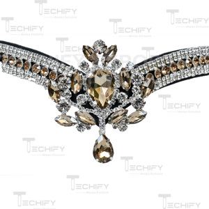 Fronture de Cheval de Luxe en Cristal avec Strass Transparents Champagne, en Cuir Premium, Confortable, Couleur et Taille Personnalisables - Product Image 6