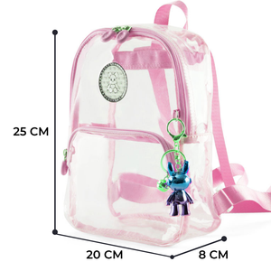 Sac à dos unisexe transparent avec patch de dessin animé, breloque lapin, grande capacité, panneau solaire, GPS, portable, étanche, conception souple - Product Image 2