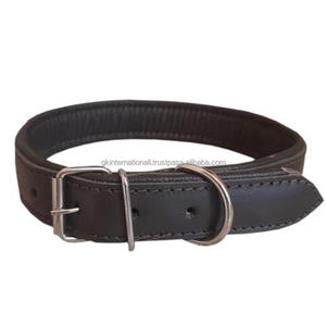 ปลอกคอสุนัขหนังแท้สีดำแบบสบาย ปี 2024 ดีไซน์คลาสสิก ทำมือ บุหนังอย่างดี มีขนาดให้เลือกตามต้องการ - Product Image 4