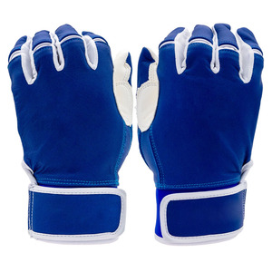 Guantes de Bateo de Béisbol, Azules y Blancos, de Cuero, con Agarre Flexible, Diseño Ventilado, Muñequera Ajustable, Suministro OEM para Deportes - Product Image 2