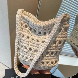 Nuevo Bolso de Mano de Ganchillo para Mujer, Estilo Vintage, Tejido a Mano, Color Sólido, Hueco, Personalizado, con Correa Única y Cremallera, para Compras y Actividades al Aire Libre - Product Image 1