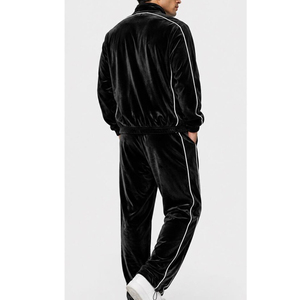 Custom Winter Plus Size Men's Solid Eco-Friendly <b>Velvet</b> Sweatsuit <b>Tracksuit</b> with Zipper Fly Windproof & Breathable - Product Image 2