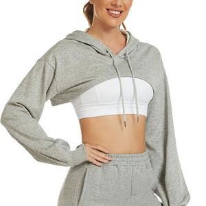 2026 Tops cortos para mujer Sudaderas con capucha y sudaderas recortadas de moda para ropa informal Sudadera con capucha de yoga - Product Image 4