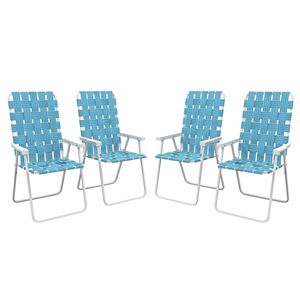 Set di 4 Sedie Pieghevoli Classiche Blu per Campeggio e Giardino con Braccioli per Pranzo all'Aperto - Product Image 1