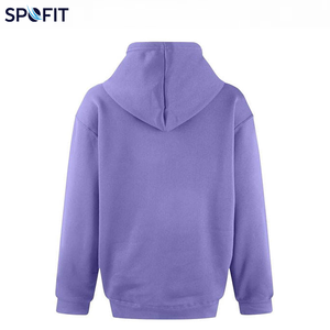 เสื้อฮู้ดโอเวอร์ไซส์ SPOFIT รุ่น Unisex สีม่วงล้วน ผ้าฝ้ายฟลีซ สวมใส่สบาย เหมาะสำหรับฤดูใบไม้ร่วง ทรงปกติ มีกระเป๋า - Product Image 2