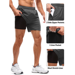 Pantalones cortos deportivos de algodón pesado de 440 g para hombre al por mayor, shorts deportivos rectos de malla con cordón para hombre, estilo urbano - Product Image 3