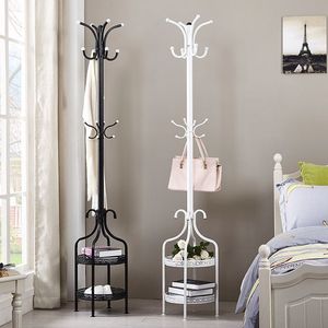 New design black and white PVD coated metal coat <b>stand</b> with tiered storage shelves luxury entryway customized options - Product Image 1