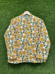 Unique Handmade Thick Cotton Quilted Jacket Women | Colorful Floral Print Women's Autumn Jacket | Reversible Eco-Friendly - Product Image 5