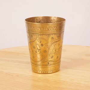 Handmade Brass Tumbler Glass with Traditional Engraved Artwork Vintage Style Cup <b>for</b> Home <b>Kitchen</b> <b>Decor</b> Gift <b>Item</b> Use in Hotel - Product Image 1