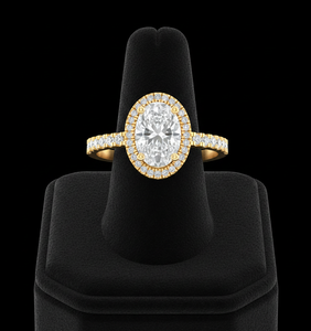 Anillo de Compromiso con Diamante Ovalado de 2 Quilates Cultivado en Laboratorio, Oro Sólido de 10K, Banda Pavé, Moderno para Mujer, Fiesta, Boda, Aniversario - Product Image 4