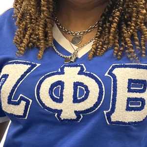 Zeta Chenille Premium V Neck Ringer Shirt Women Embroidery Logo Soft Cotton Casual Fit Short Sleeve Stylish Top - Product Image 3