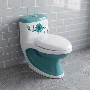 Elegant Modern Mint Green Color One Piece Toilet Designer Ceramic Sanitary Ware For African Hotel Bathroom Decor - Product Image 3