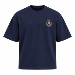 Camiseta de Manga Corta con Cuello Redondo para Hombre, Color Azul Marino, Corte Regular, Logotipo Bordado en la Parte Delantera, Informal, Lisa, 100% Algodón Jersey, Tejido Ecológico - Product Image 3