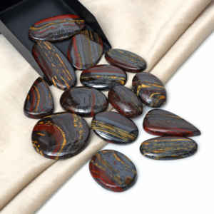 พลอยเหล็กไทเกอร์ธรรมชาติทรงหลวมหลากสีขนาด 20-35 มม. สำหรับทำจี้ แหวน เครื่องประดับเงิน - Product Image 3