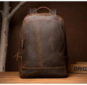 Versatile <b>Waterproof</b> Leather <b>Backpack</b> Anti-Theft Vintage Laptop Rucksack Genuine Leather Carrier LBP-0371 - Product Image 4