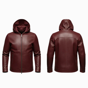 Sudadera con Capucha de Cuero Sólido para Hombre, Diseño Personalizado OEM, Invierno, Bolsillos Delanteros, 100% Cuero, Manga Larga, Casual, Ecológica - Product Image 4