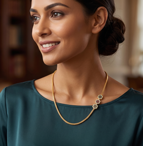 Divyoro Trio Hexagon Cluster 22K Gold Plated <b>Rope</b> <b>Chain</b> Classic Minimalist Design Women's Necklace Party & Gift Orissa - Product Image 3