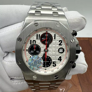 Montre mécanique de luxe à chronographe avec lunette en acier inoxydable de 41 mm, cadran Tapisserie blanc tendance, tachymètre, date, mouvement ETA - Product Image 1