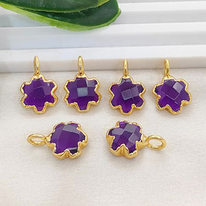 Dijes de Cuarzo Amatista en Forma de Estrella, Electrochapados en Cobre, 10mm, Briolette, para Fabricación de Joyería, Colgante de Amatista - Product Image 1