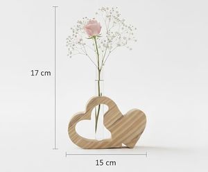 Jarrón de Mesa Rústico Art Deco en Forma de Corazón de Madera para Decoración del Hogar - Product Image 2