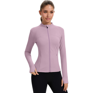 เสื้อแจ็คเก็ตวิ่งแบบซิปเต็มตัว ผ้าไนลอน เสื้อโยคะผู้หญิง ขายดี ระบายอากาศได้ดี ทรงเข้ารูป คอสูง แขนยาว ทรงสกินนี่ ไม่ยับ - Product Image 3