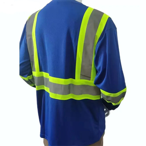 เสื้อทำงานสะท้อนแสงแบบ Hi Vis สำหรับงานก่อสร้าง เสื้อเชิ้ตแขนยาวสะท้อนแสงความปลอดภัยสูง คอกลม - Product Image 2