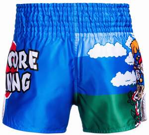 Pantalones cortos de Muay Thai de alta calidad, tela satinada, logotipo personalizado, transpirables, ligeros, para entrenamiento en el gimnasio, cintura elástica, para hombres y mujeres. - Product Image 3