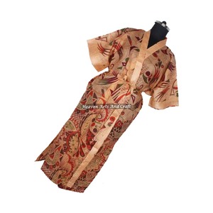 KL012 Abstract Women Blended Poly Silk Vintage Sari Kimono Long Jacket Autumn <b>Winter</b> Adjustable Drawstring Closure Quick Dry - Product Image 6