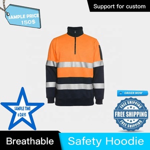 Sudadera de Trabajo de Alta Visibilidad con Cierre de 1/4, Cinta Reflectante, Uniforme de Alta Visibilidad - Product Image 4