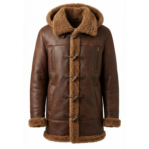Genuine <b>Men's</b> Leather <b>Shearling</b> <b>Jacket</b> Premium Fur Winter Aviator Coat Durable Stylish Warm Biker Fashion Wear Fit - Product Image 1