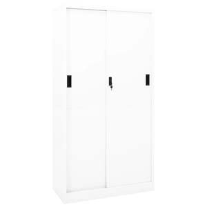 Armoire de bureau en acier blanc avec compartiments coulissants 35,4x15,7x70,9 pouces, armoires à dossiers - Product Image 1