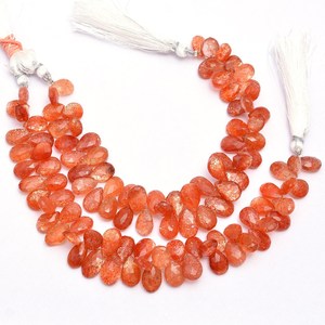 Perles facettées en pierre de soleil naturelle de qualité AAA+, forme poire, 7x10mm-9x14mm, pierres semi-précieuses, perles en vrac pour la fabrication de bijoux - Product Image 3