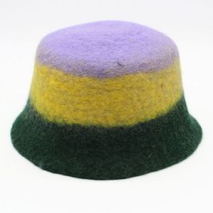 Chapeau beanie en laine feutrée fait main, tricoté à la main, rayé, style bohème, unisexe, pour l'hiver, chaud, pour une utilisation en extérieur - Product Image 3