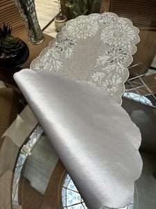 Embroidered Floral <b>Table</b> <b>Runner</b> Classic Linen Home Decor Washable - Product Image 3