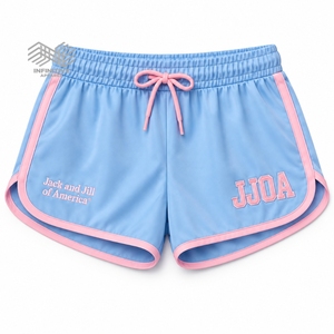 Shorts Deportivos para Mujer JJOA Jack and Jill of America, Personalizados al por Mayor, Bordados en Azul Bebé y Rosa, Ropa Deportiva para Gimnasio - Product Image 1