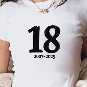เสื้อยืดแขนสั้นทรงเข้ารูปพิมพ์ลายสไตล์ Y2K สำหรับผู้หญิง ปี 2007-2025 - Product Image 3