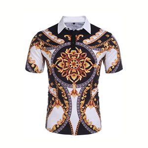Camisa Polo con Patrón Barroco Personalizado para Hombre, Manga Corta, Transpirable, de Poliéster, para Golf, Casual, Estampada, Suministro al por Mayor OEM - Product Image 1
