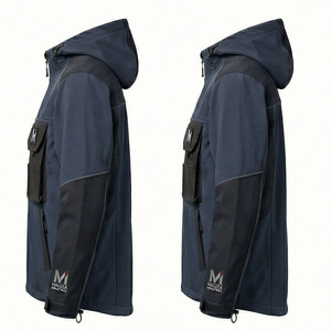 Factory Direct Coated Unisex Streetwear <b>Winter</b> Hooded Windbreaker <b>Jacket</b> <b>Waterproof</b> Front Logo Eco-Friendly Anti-Bacterial - Product Image 4