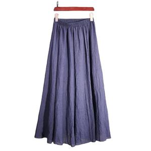 Jupe longue évasée en jean de coton délavé pour femme, taille haute, tendance - Product Image 1