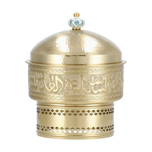 Royal Gold Arabic Calligraphy Stainless Steel Buffet Chafing Dish Hammered Dome Lid <b>Ceramic</b> <b>Knob</b> 20cm Diameter for Hotel - Product Image 1