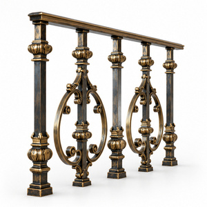 Barandilla de Bronce con Diseño de Volteo y Balaustres Ovalados Abiertos para Escaleras y Balcones Clásicos, Pasamanos y Balaustrada Metálicos - Product Image 3
