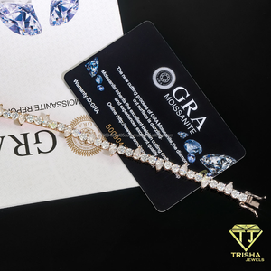 กำไลเทนนิสฮิปฮอปประดับเพชรโมอิสซาไนต์แบบ Iced Out ทำจากเงินแท้ 925 พร้อมประดับด้วยพลอยทรงหยดน้ำและทรงกลมสลับกัน - Product Image 2